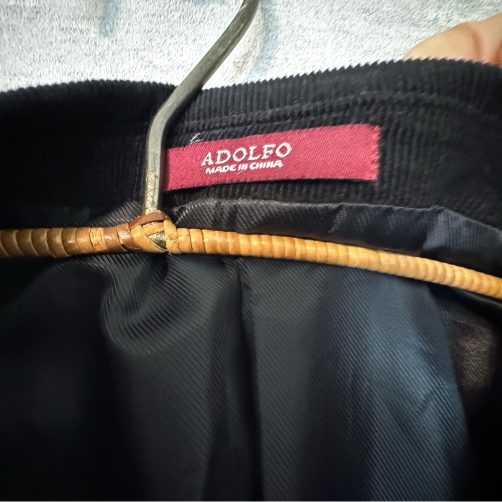 ADOLFO Men's BLACK Corduroy LINED 2-Button SPORT COAT/BLAZER/JACKET Size 44R‎ - Picture 2 of 11